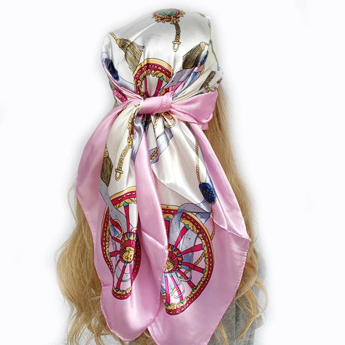 90*90cm Silk Scarf Headwraps For Women Fashion Accessory